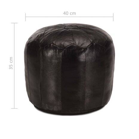 Poef 40x35 cm echt geitenleer zwart 4