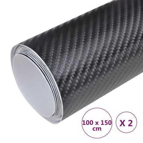 2 st Autofolie 4D 100x150 cm zwart 7