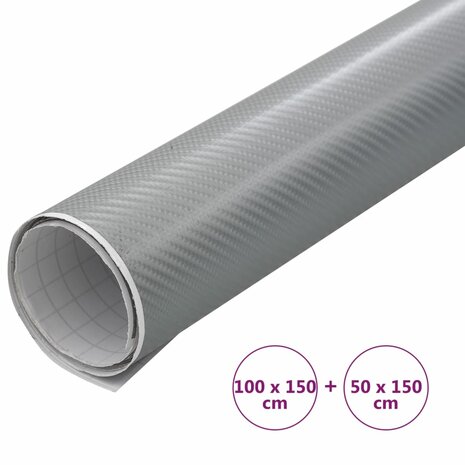 2 st Autofolie 4D 100x150 cm + 50x150 cm zilverkleurig 6