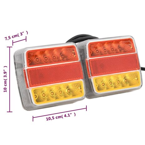Aanhangerlampen 2 st LED-lamp 12 V 10,5x7,5x10 cm rood 9