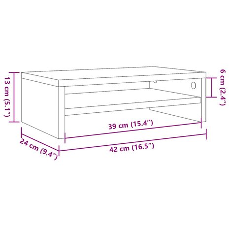 Monitorstandaard 42x24x13 cm bewerkt hout artisanaal eikenkleur 10
