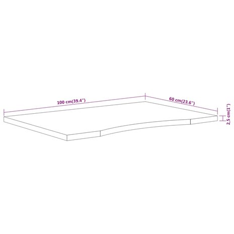 Bureaublad rechthoekig 100x60x2,5 cm massief acaciahout 9