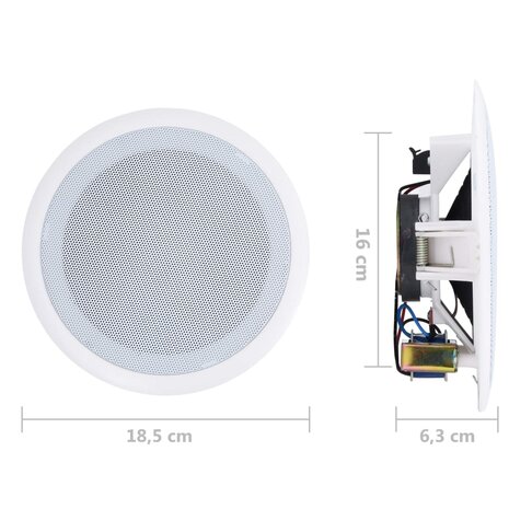 Wand- en plafondluidsprekers inbouw 2 st 80 W 6