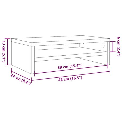 Monitorstandaard 42x24x13 cm bewerkt hout oud houtkleurig 10