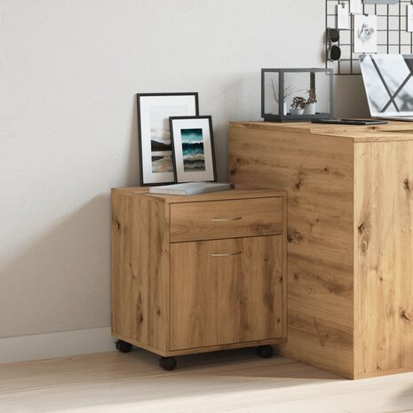Rolkast 45x38x54 cm bewerkt hout artisanaal eikenkleur 3