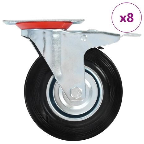 8 st Zwenkwielen 125 mm 1