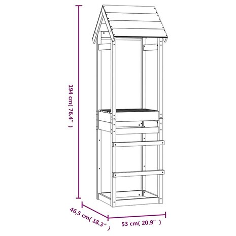 Speeltoren 53x46,5x194 cm massief grenenhout 8
