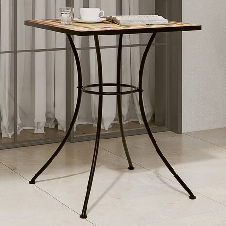 Bistrotafel mozaïek 60x60x74 cm keramiek terracottakleurig 1