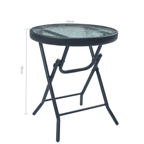 Bistrotafel 40x46 cm staal en glas zwart 6