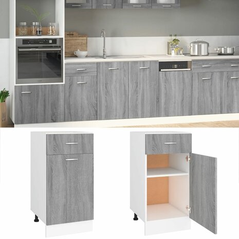 Onderkast met lade 40x46x81,5 cm bewerkt hout grijs sonoma 1