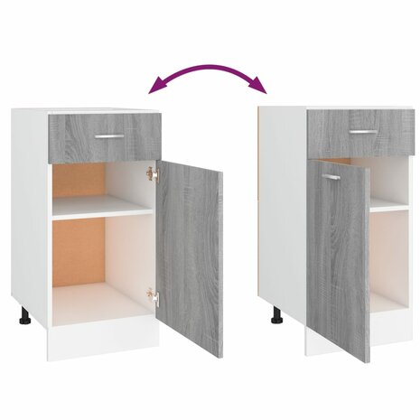 Onderkast met lade 40x46x81,5 cm bewerkt hout grijs sonoma 7