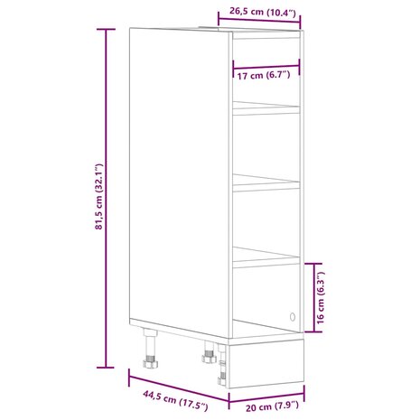 Onderkast 20x44,5x81,5 cm bewerkt hout gerookt eikenkleurig 9