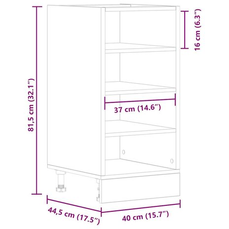 Onderkast 40x44,5x81,5 cm bewerkt hout gerookt eikenkleurig 9