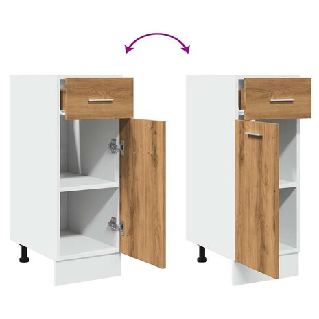 Onderkast met lade 30x46x81,5 cm bewerkt hout artisanaal eiken 7