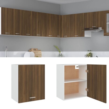 Hangkast 50x31x60 cm bewerkt hout bruin eikenkleur 1