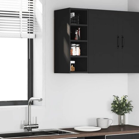 Hangkast 20x29,5x60 cm bewerkt hout zwart 3