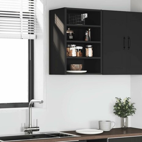 Hangkast 40x29,5x60 cm bewerkt hout zwart 3
