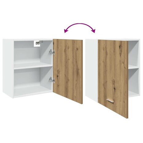 Hangkast 50x31x60 cm bewerkt hout artisanaal eikenkleur 8