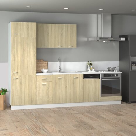 7-delige Keukenkastenset bewerkt hout sonoma eikenkleurig 1