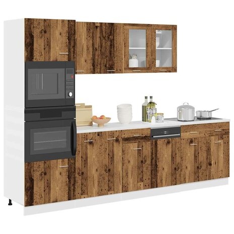 7-delige Keukenkastenset bewerkt hout oud houtkleurig 1
