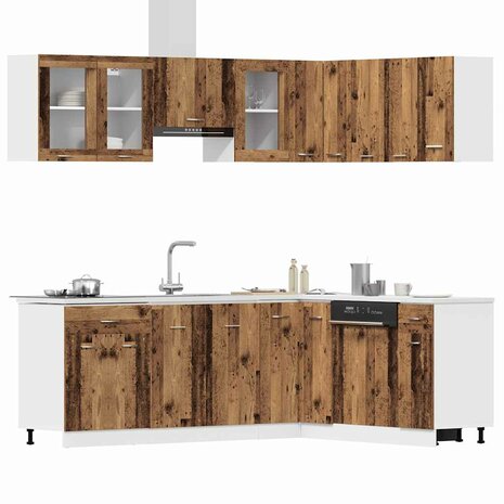 11-delige Keukenkastenset bewerkt hout oud houtkleurig 3