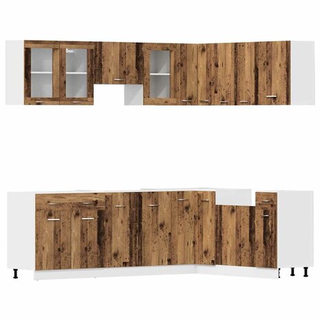 11-delige Keukenkastenset bewerkt hout oud houtkleurig 2