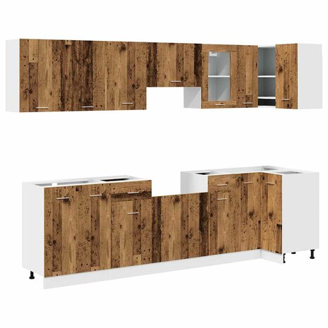 11-delige Keukenkastenset bewerkt hout oud houtkleurig 2