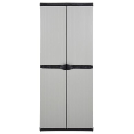 Tuinkast met 3 schappen 68x40x168 cm grijs en zwart 2