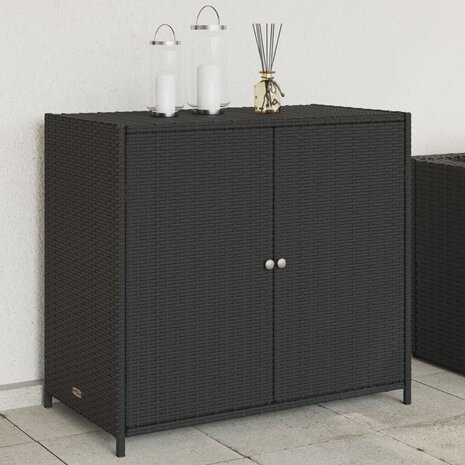 Tuinkast 83x45x76 cm poly rattan zwart 1