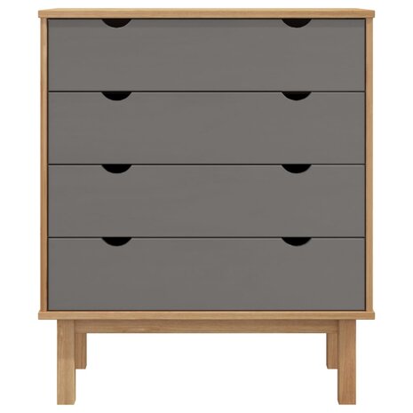 Ladekast OTTA 76,5x39,5x90 cm massief grenenhout bruin en grijs 3