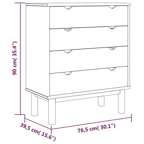 Ladekast OTTA 76,5x39,5x90 cm massief grenenhout bruin en grijs 6