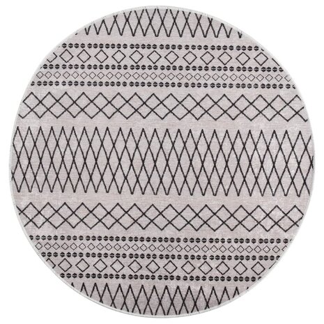 Vloerkleed wasbaar anti-slip ø120 cm zwart en wit 1