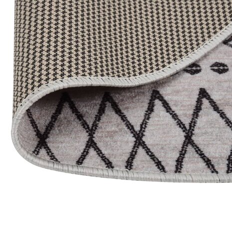 Vloerkleed wasbaar anti-slip ø120 cm zwart en wit 2