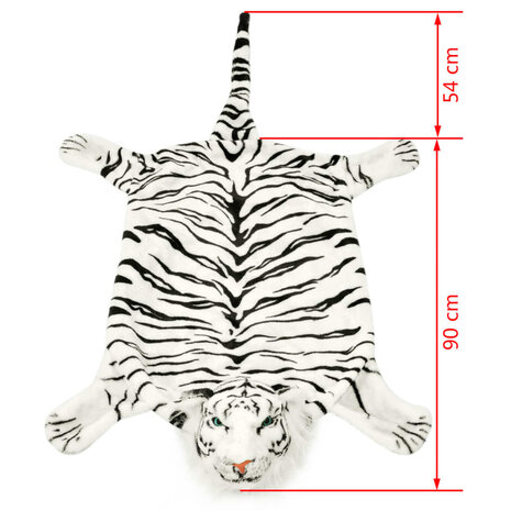 Tijgervloerkleed pluche 144 cm wit 4