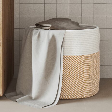 Opbergmand Ø 40x35 cm katoen bruin en wit 1