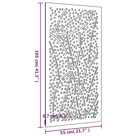 Wanddecoratie tuin bladontwerp 105x55 cm cortenstaal 8