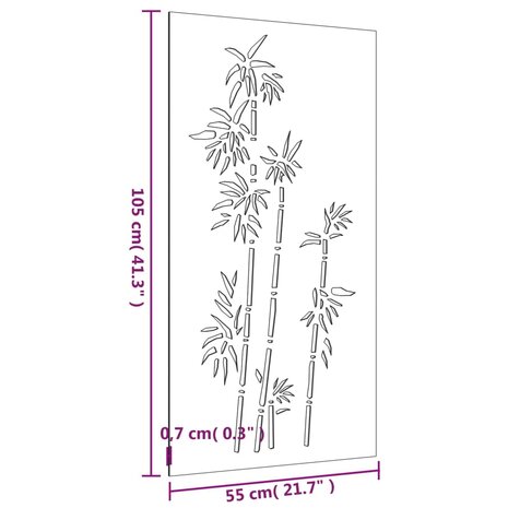 Wanddecoratie tuin bamboe-ontwerp 105x55 cm cortenstaal 8