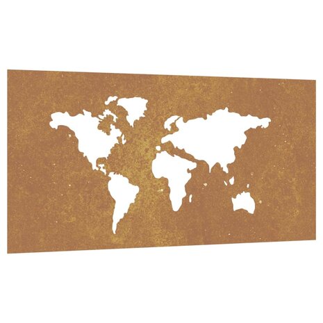 Wanddecoratie tuin wereldkaartontwerp 105x55 cm cortenstaal 2
