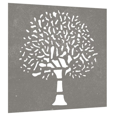 Wanddecoratie tuin boomontwerp 55x55 cm cortenstaal 3