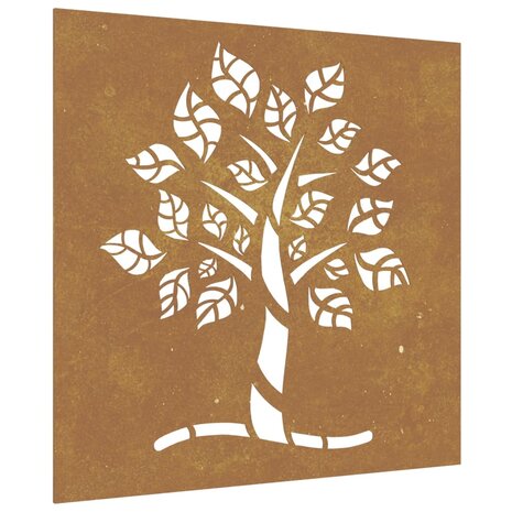 Wanddecoratie tuin boomontwerp 55x55 cm cortenstaal 2