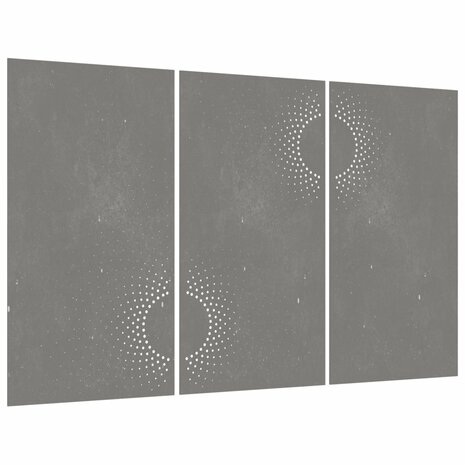 Wanddecoratie tuin 3 st zonontwerp 105x55 cm cortenstaal 3