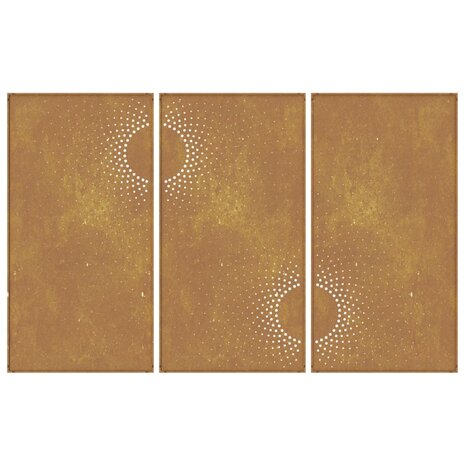 Wanddecoratie tuin 3 st zonontwerp 105x55 cm cortenstaal 5