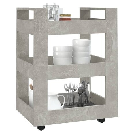 Keukentrolley 60x45x80 cm bewerkt hout betongrijs 4
