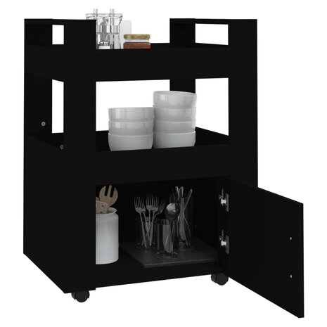 Keukentrolley 60x45x80 cm bewerkt hout zwart 4