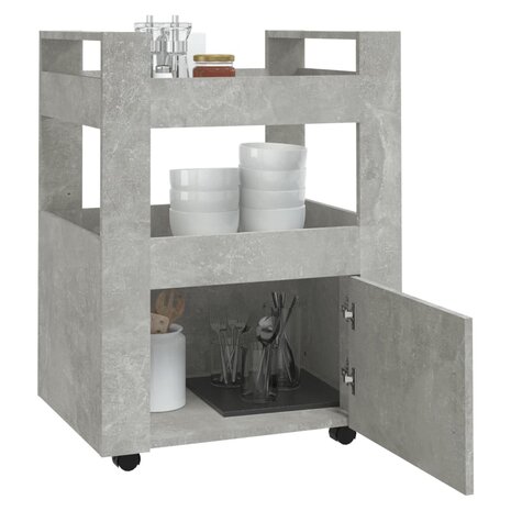 Keukentrolley 60x45x80 cm bewerkt hout betongrijs 4