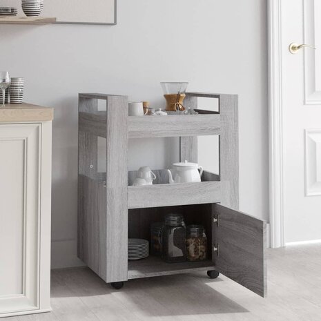 Keukentrolley 60x45x80cm bewerkt hout grijs sonoma eikenkleurig 3