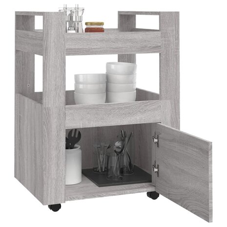 Keukentrolley 60x45x80cm bewerkt hout grijs sonoma eikenkleurig 4