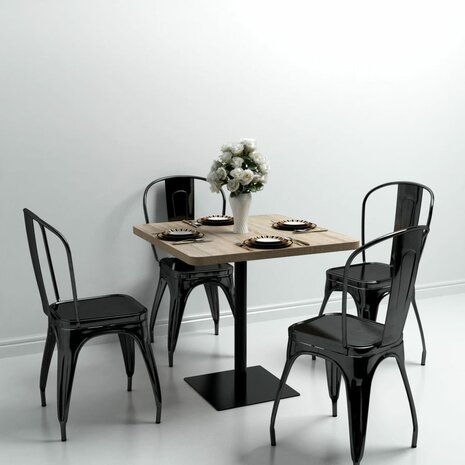 Bistrotafel vierkant 80x80x75 cm MDF en staal eikenkleur 1