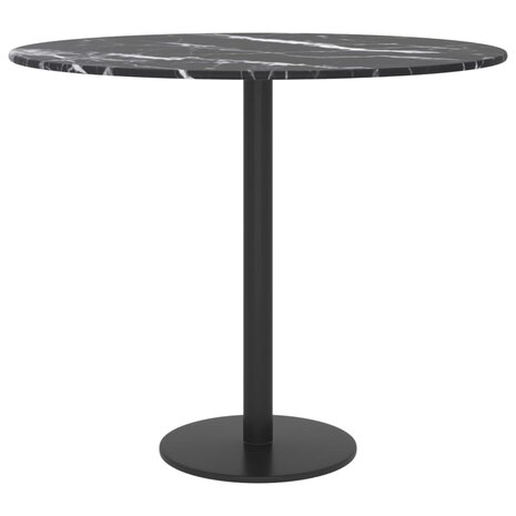 Tafelblad Ø50x0,8 cm gehard glas met marmeren design zwart 3