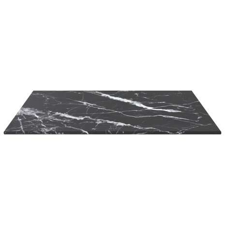 Tafelblad 50x50 cm 6 mm gehard glas met marmeren design zwart 3